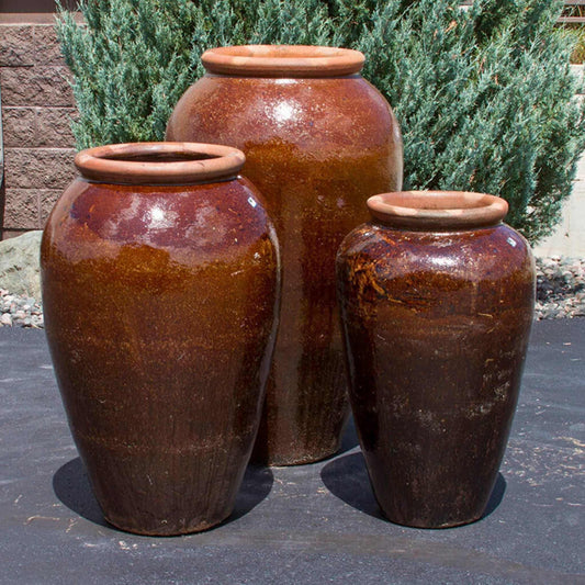 Blue Thumb Triple Tuscany Vase "Crimson Brown" Water Fountain