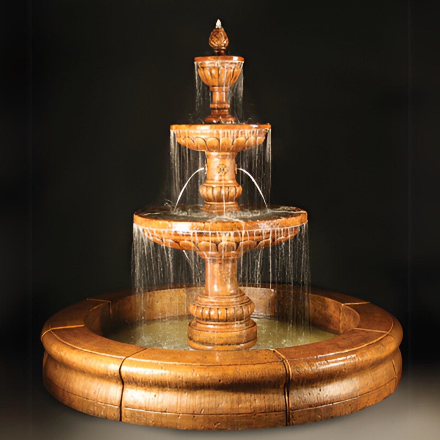 Fiore Mediterranean 3-Tier Concrete Pond Fountain - #LG134FRG