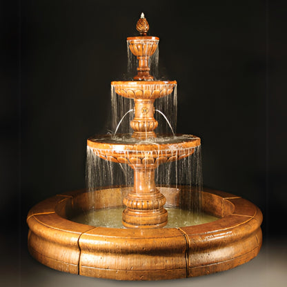 Fiore Mediterranean 3-Tier Concrete Pond Fountain - #LG134FRG