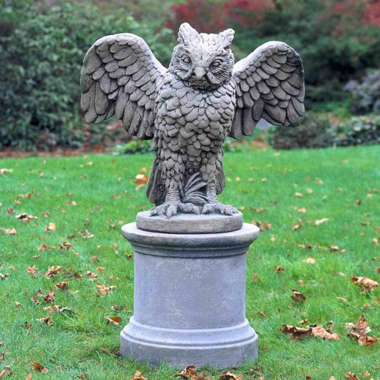Campania Soaring Owl Concrete Garden Statue - #A267