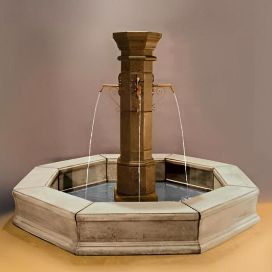 Fiore Plaza Concrete Fountain with Octagon Basin - #2158