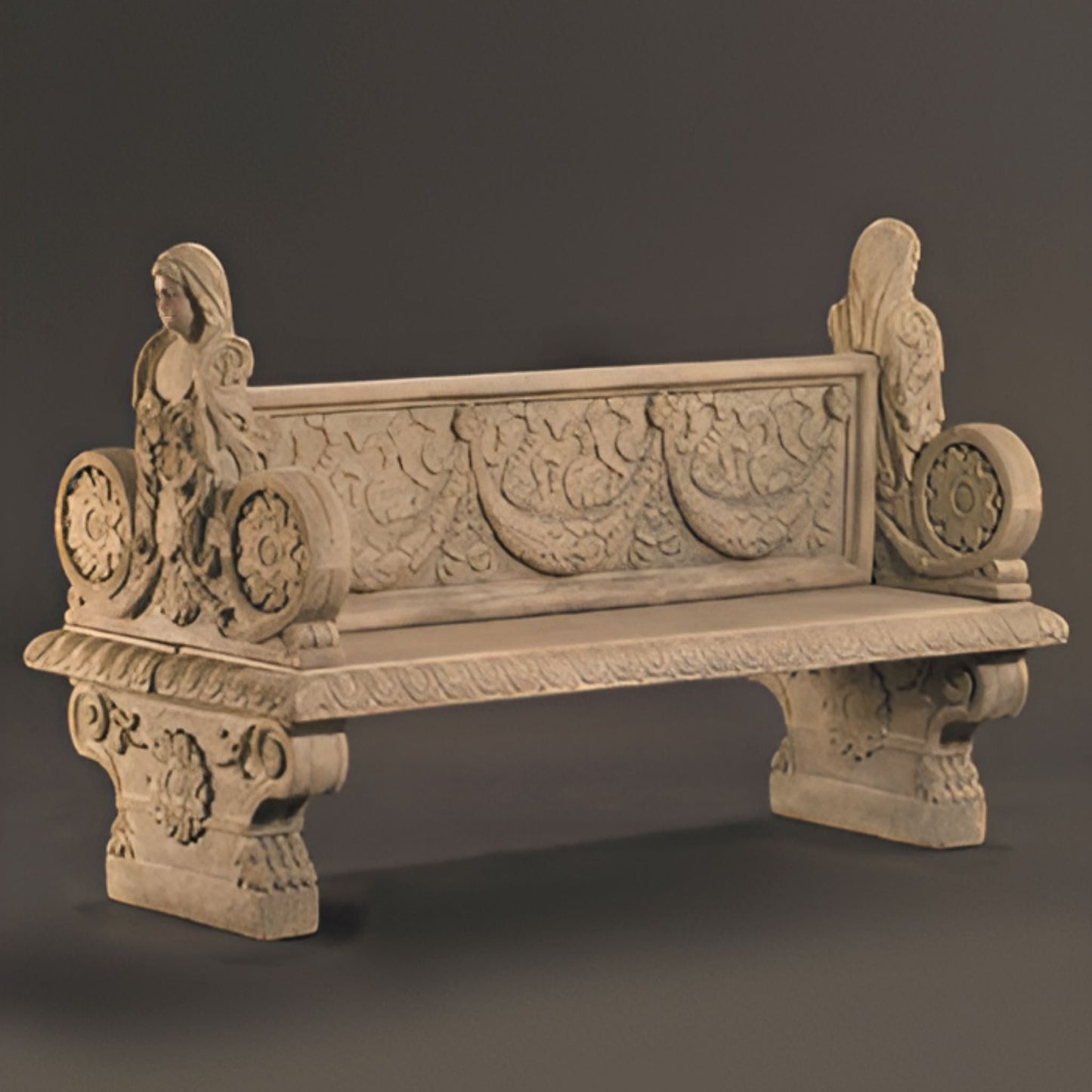 Fiore Bench of Nobility 2-Sided Concrete Garden Bench - #629