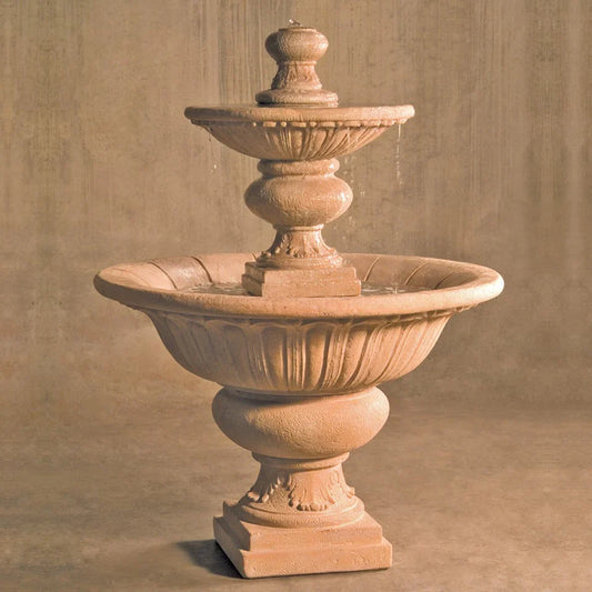Fiore Stone 2-Tier Formal Garden Fountain in Cast Stone - 2072-F