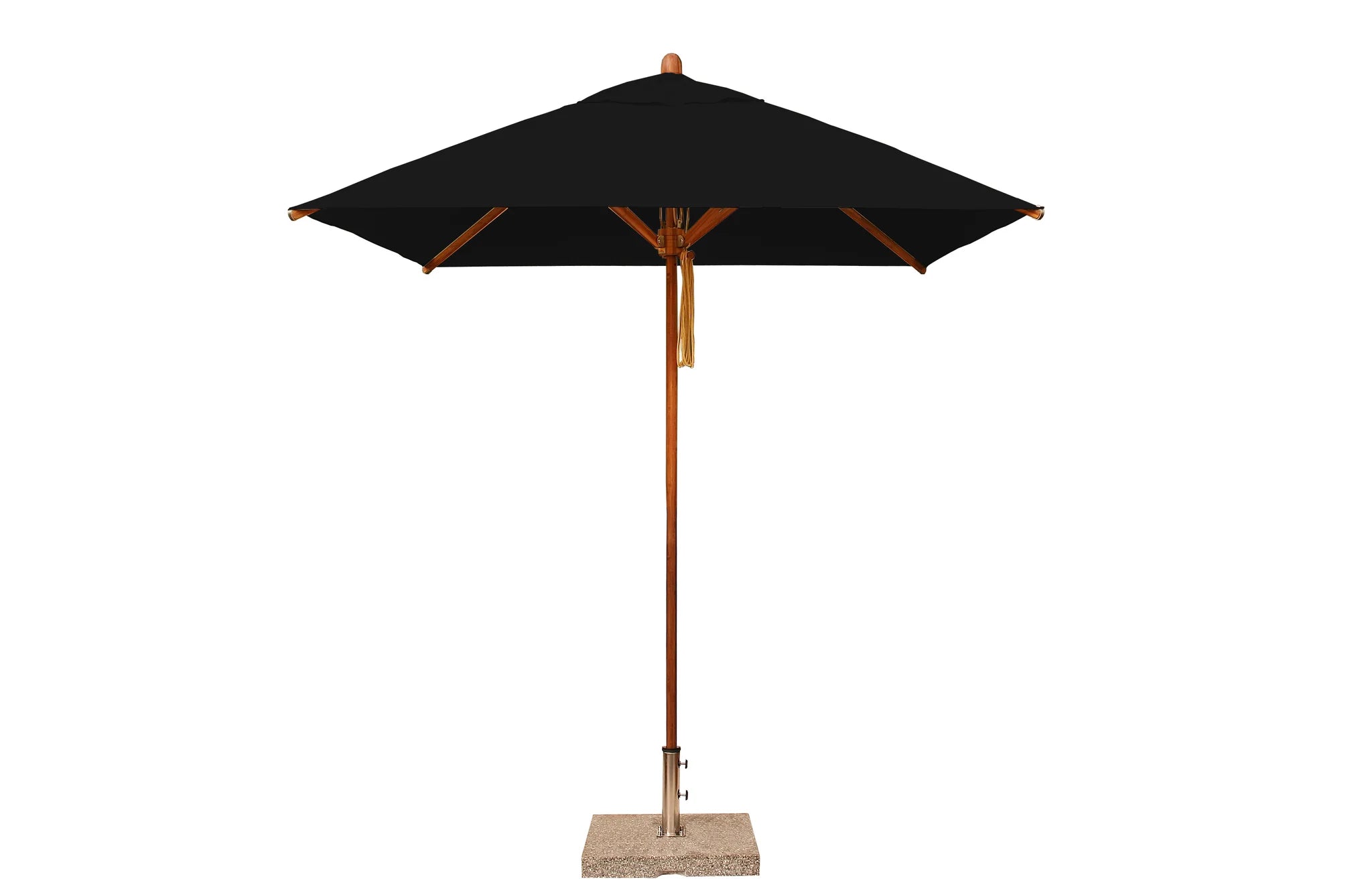 Bambrella Levante 7' Square Bamboo Outdoor Umbrella with Pulley Lift – No Tilt, 1.5" Pole, 2.1m SQ-L