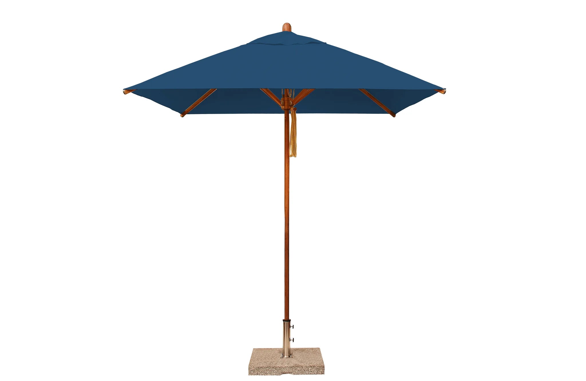 Bambrella Levante 7' Square Bamboo Outdoor Umbrella with Pulley Lift – No Tilt, 1.5" Pole, 2.1m SQ-L