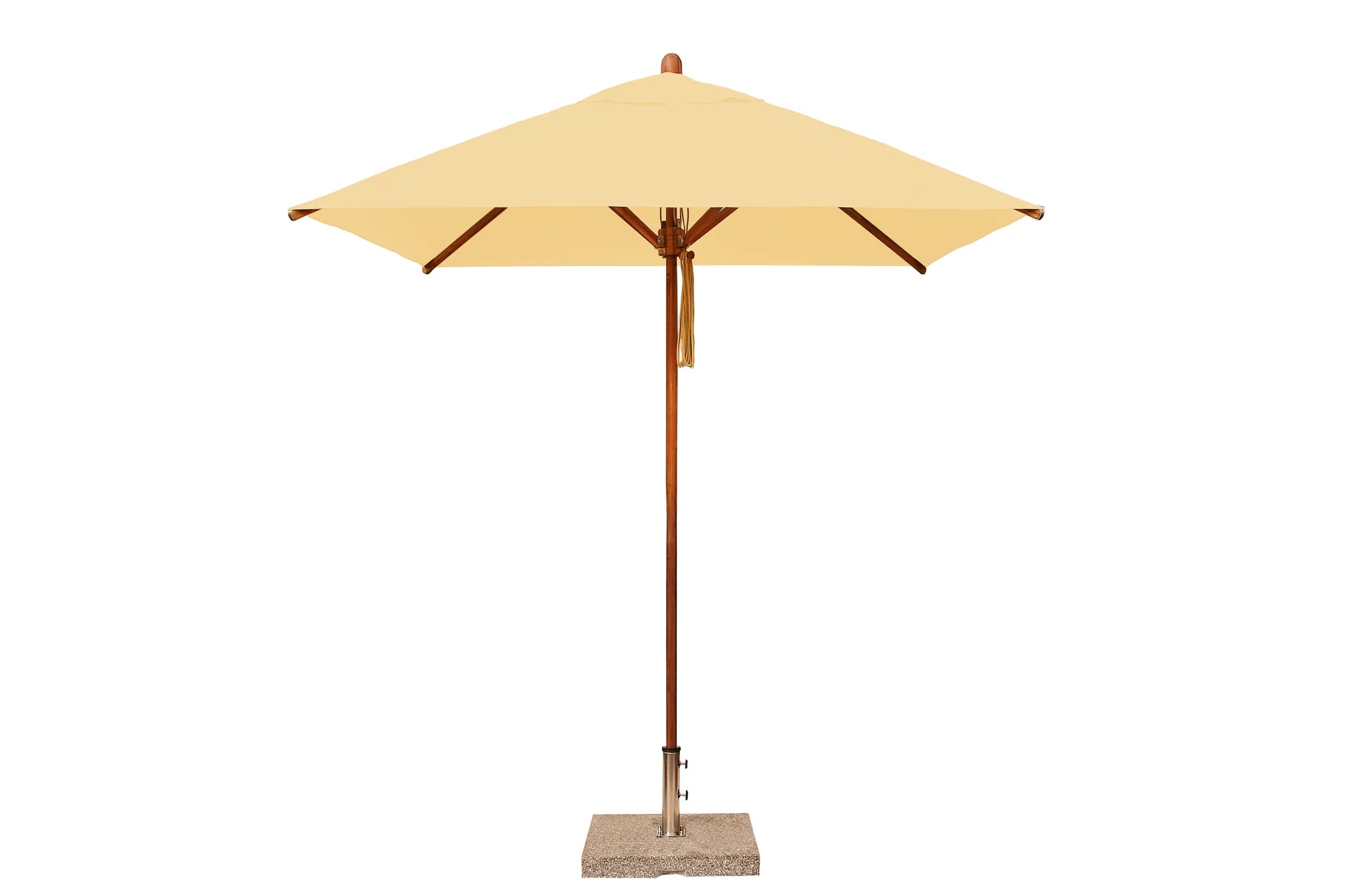 Bambrella Levante 7' Square Bamboo Outdoor Umbrella with Pulley Lift – No Tilt, 1.5" Pole, 2.1m SQ-L