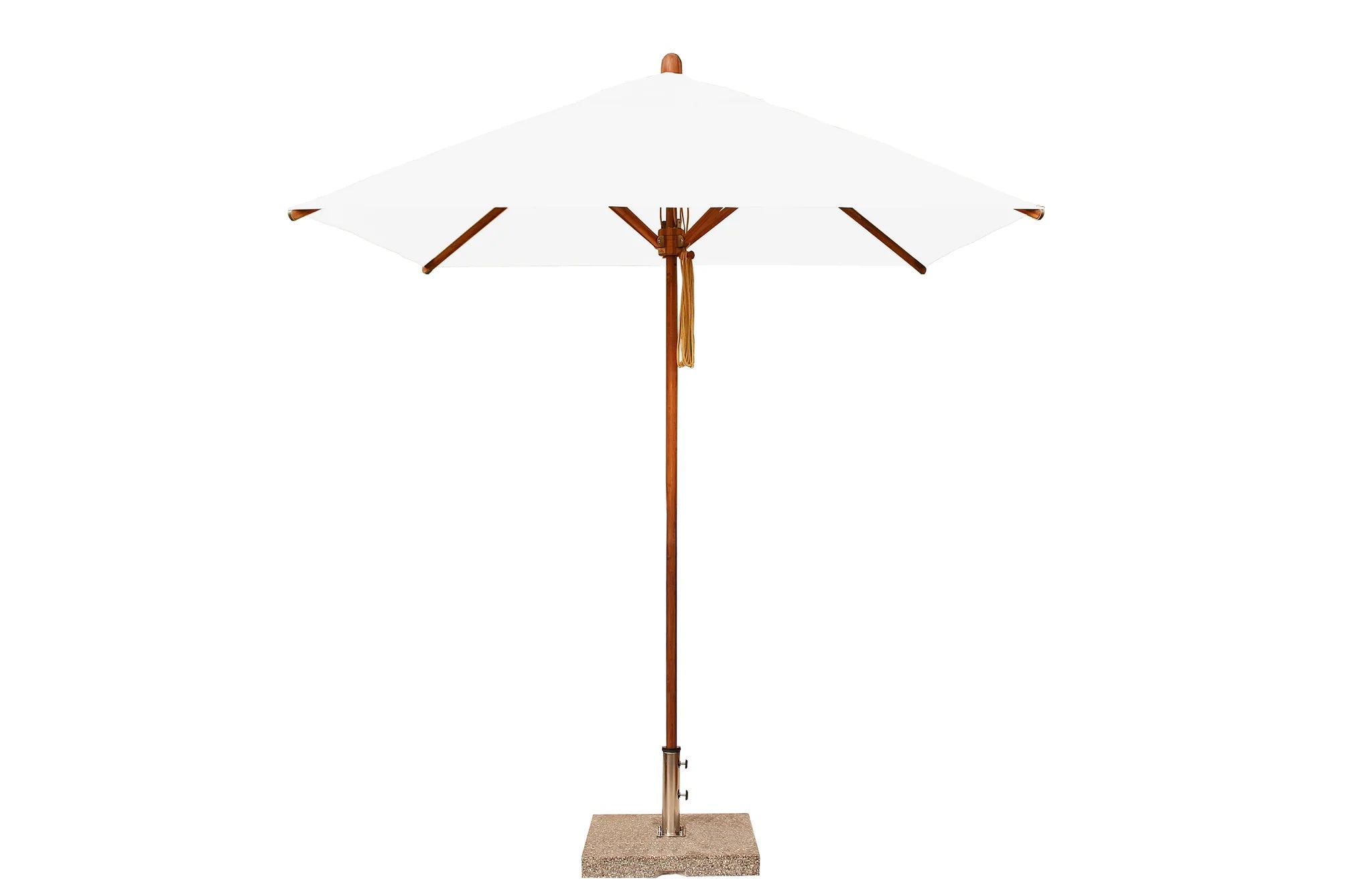 Bambrella Levante 7' Square Bamboo Outdoor Umbrella with Pulley Lift – No Tilt, 1.5" Pole, 2.1m SQ-L