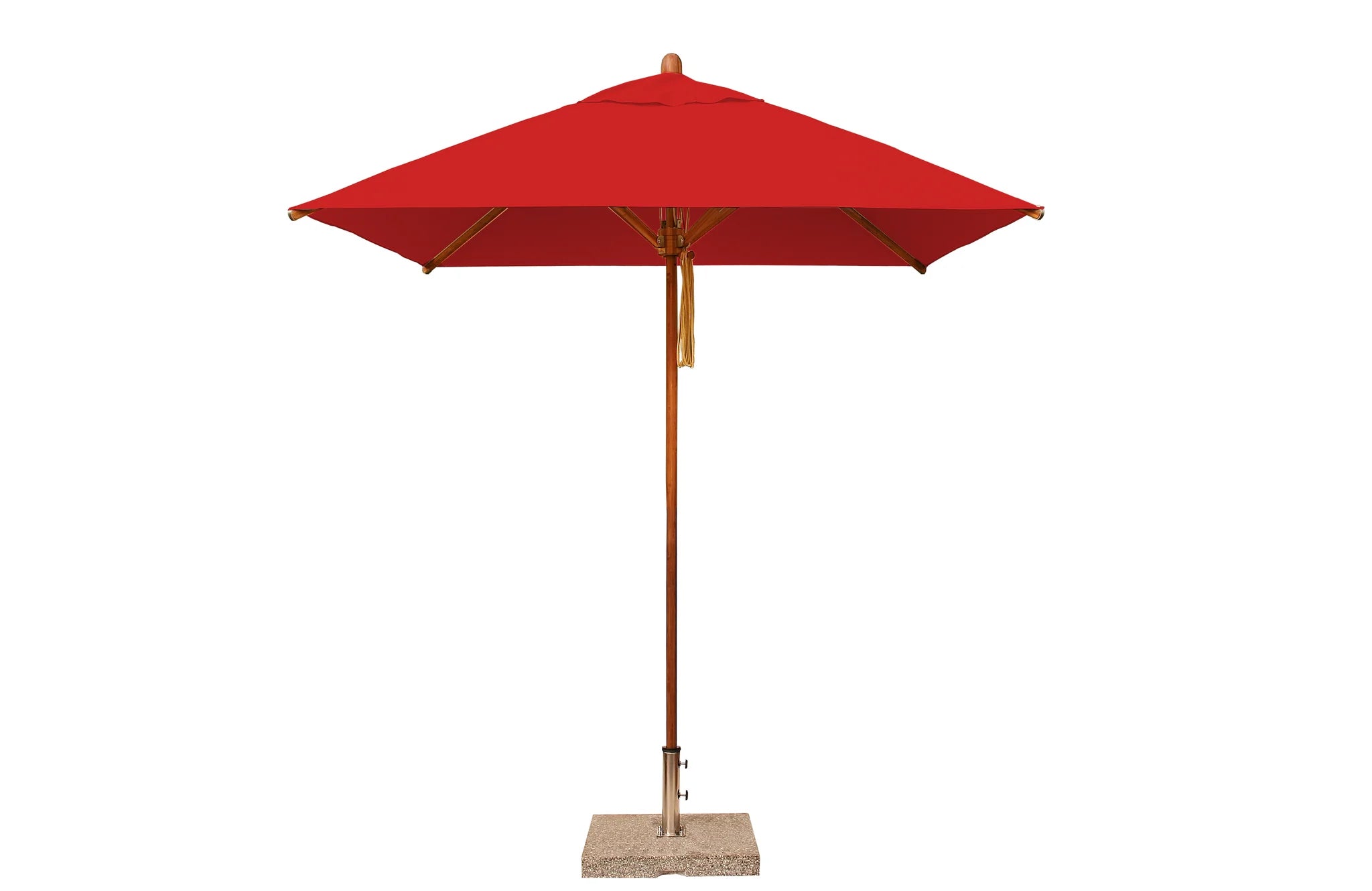 Bambrella Levante 7' Square Bamboo Outdoor Umbrella with Pulley Lift – No Tilt, 1.5" Pole, 2.1m SQ-L