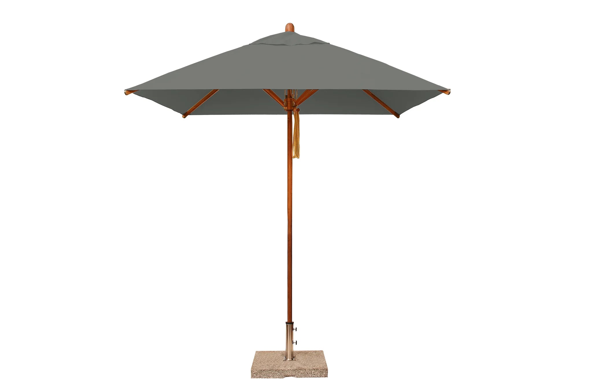 Bambrella Levante 7' Square Bamboo Outdoor Umbrella with Pulley Lift – No Tilt, 1.5" Pole, 2.1m SQ-L