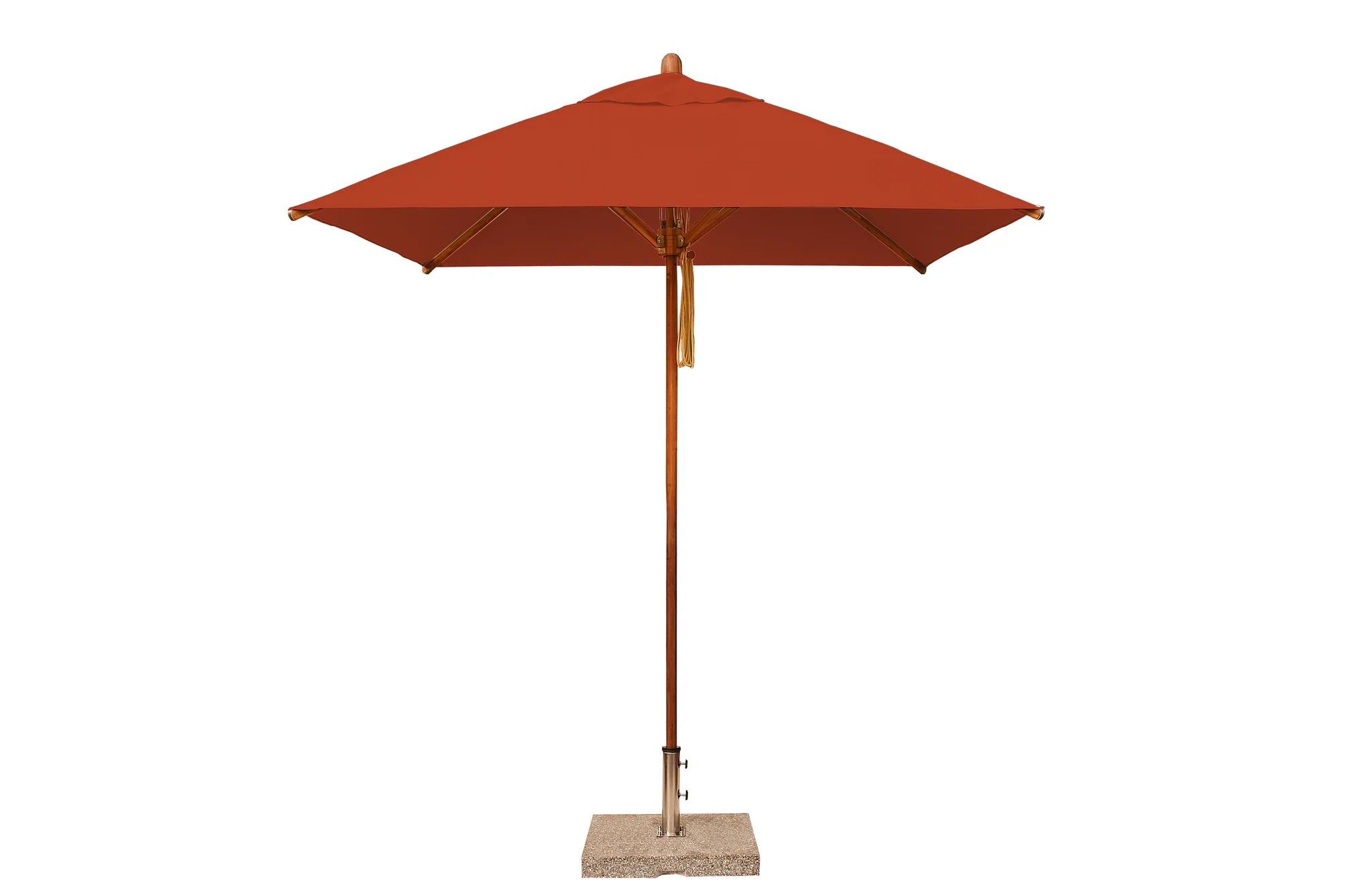 Bambrella Levante 7' Square Bamboo Outdoor Umbrella with Pulley Lift – No Tilt, 1.5" Pole, 2.1m SQ-L