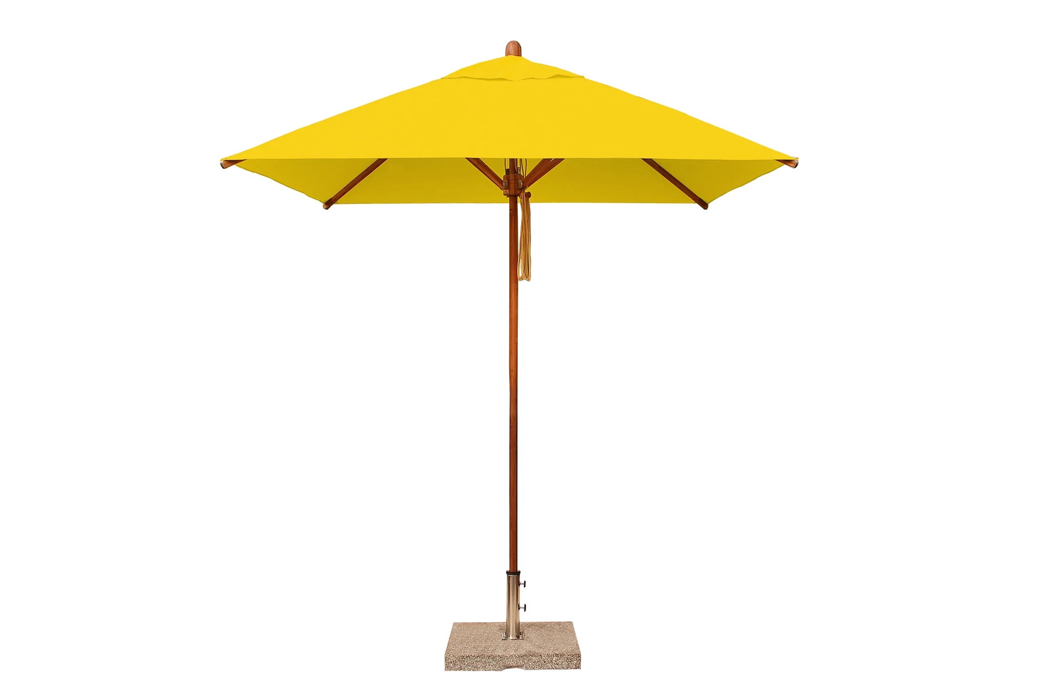 Bambrella Levante 7' Square Bamboo Outdoor Umbrella with Pulley Lift – No Tilt, 1.5" Pole, 2.1m SQ-L