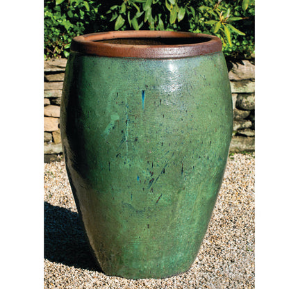 Campania Kuro Jar in Rustic Green | Glazed Terra Cotta Planter