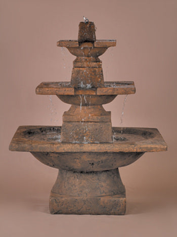 Fiore Stone 3-Tier Quadrate Fountain in Cast Stone - 2066-FT3