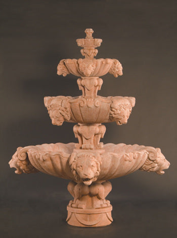 Fiore Stone  4 Tier Lion Fountain in Cast Stone - 257-FXL