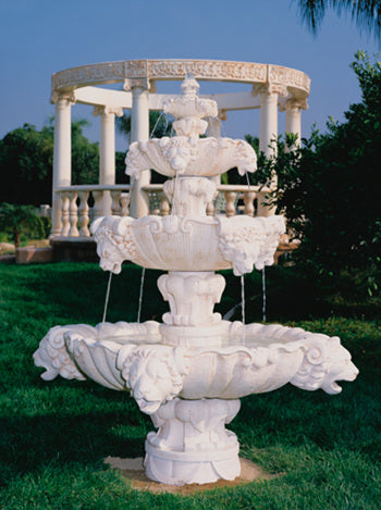 Fiore Stone  4 Tier Lion Fountain in Cast Stone - 257-FXL