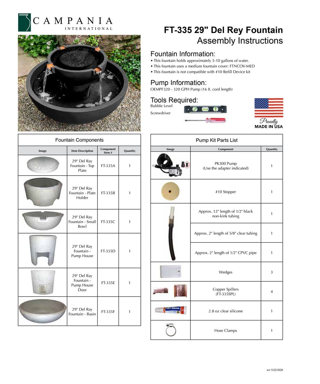 Campania 29 Inch Del Rey Modern Outdoor Fountain