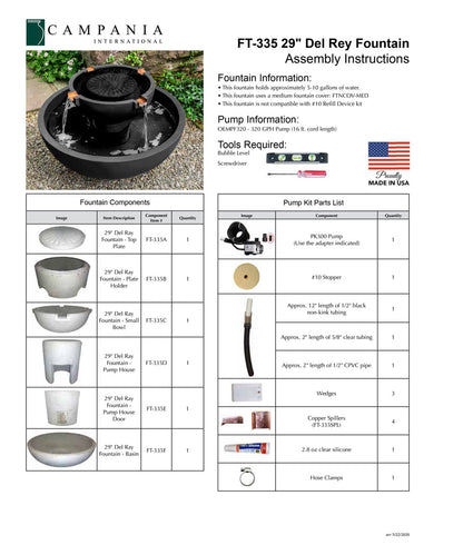 Campania 29 Inch Del Rey Modern Outdoor Fountain