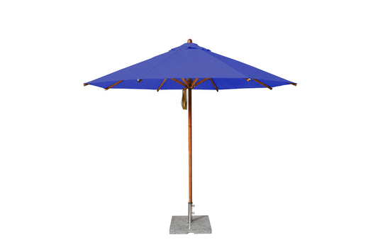 Bambrella Levante 10' Round Wooden Outdoor Patio Umbrella with Pulley Lift – 2" Pole
