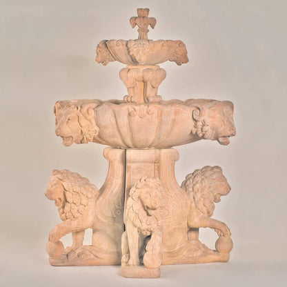 Fiore Stone 2 Tier Large Lion Fountain in Cast Stone - 257-F