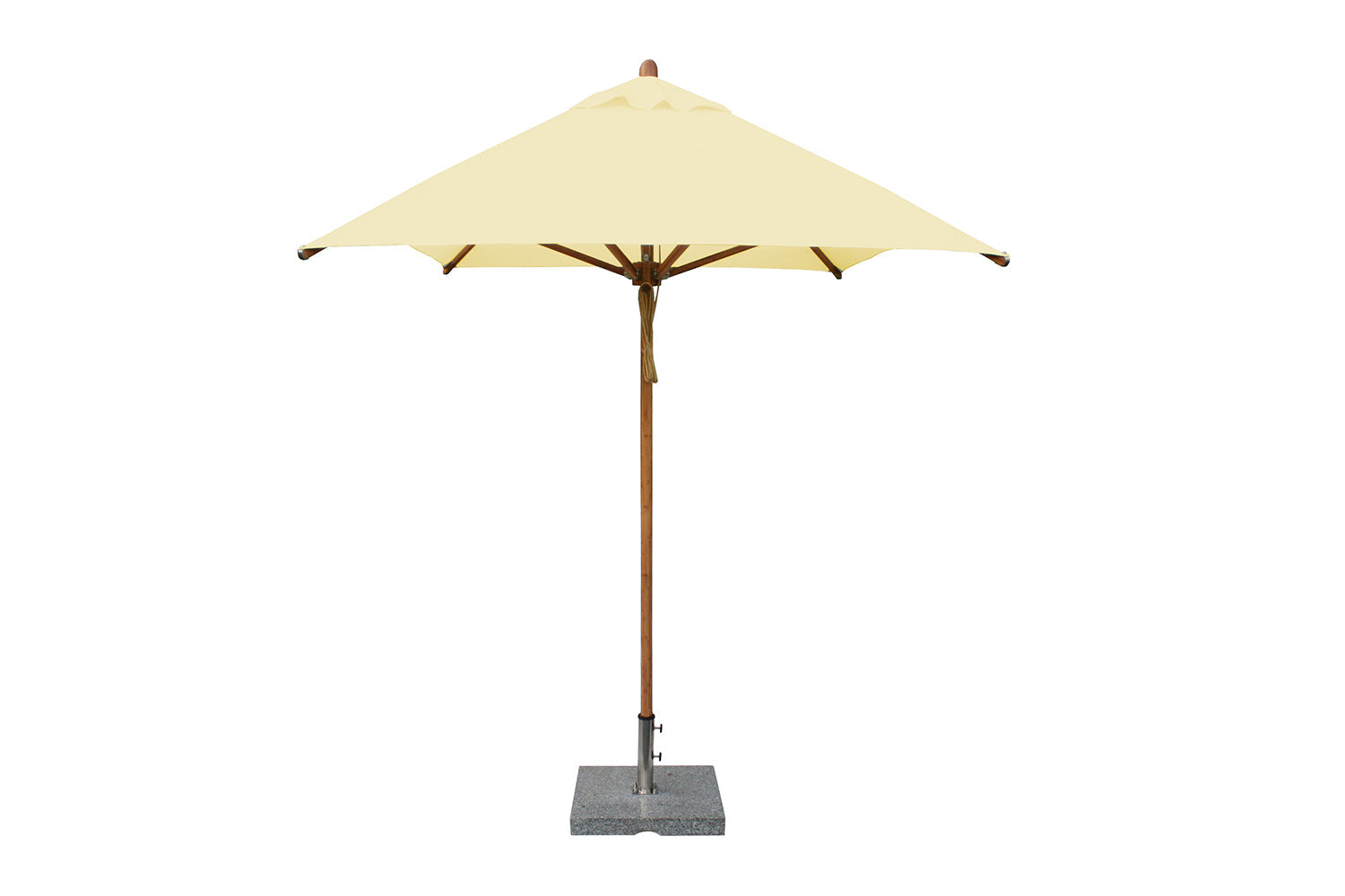 Bambrella Levante 6.5' x 10' Rectangular Bamboo Outdoor Umbrella with Pulley Lift – No Tilt, 1.5" Pole, 6 Ribs, 3m REC-L-38MM