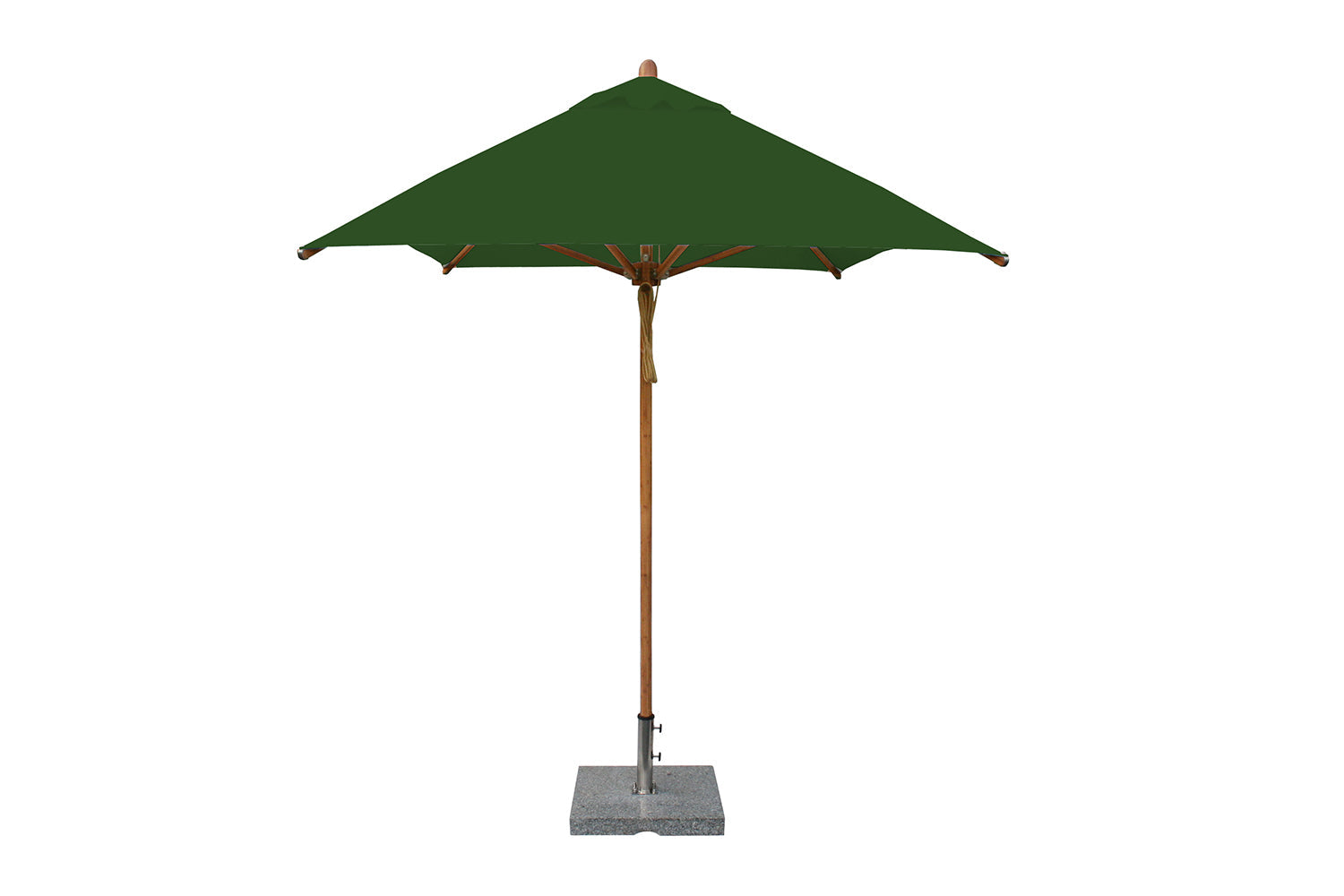 Bambrella Levante 6.5' x 10' Rectangular Bamboo Outdoor Umbrella with Pulley Lift – No Tilt, 1.5" Pole, 6 Ribs, 3m REC-L-38MM