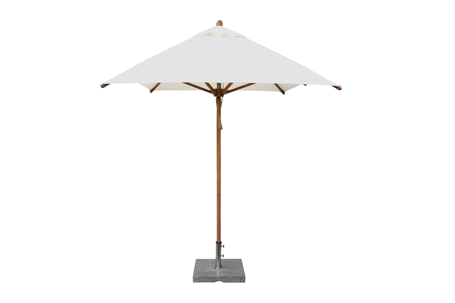 Bambrella Levante 6.5' x 10' Rectangular Bamboo Outdoor Umbrella with Pulley Lift – No Tilt, 1.5" Pole, 6 Ribs, 3m REC-L-38MM