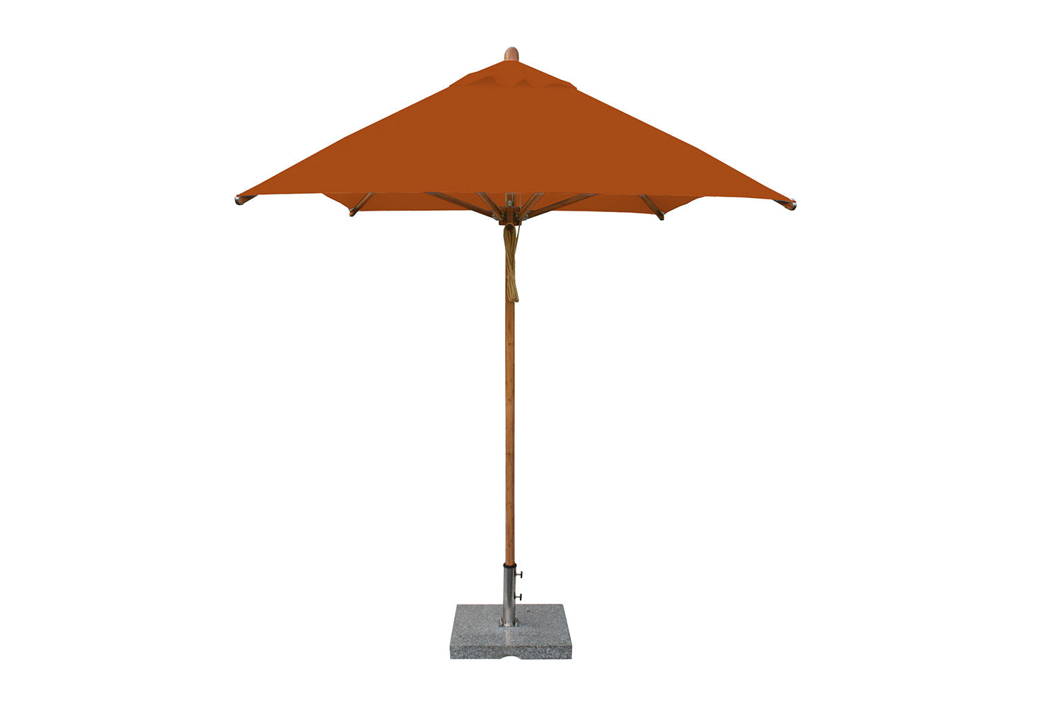 Bambrella Levante 6.5' x 10' Rectangular Bamboo Outdoor Umbrella with Pulley Lift – No Tilt, 1.5" Pole, 6 Ribs, 3m REC-L-38MM