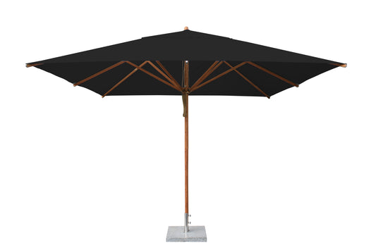 Bambrella Levante 11' Square Bamboo Umbrella w/ Pulley Lift – No Tilt