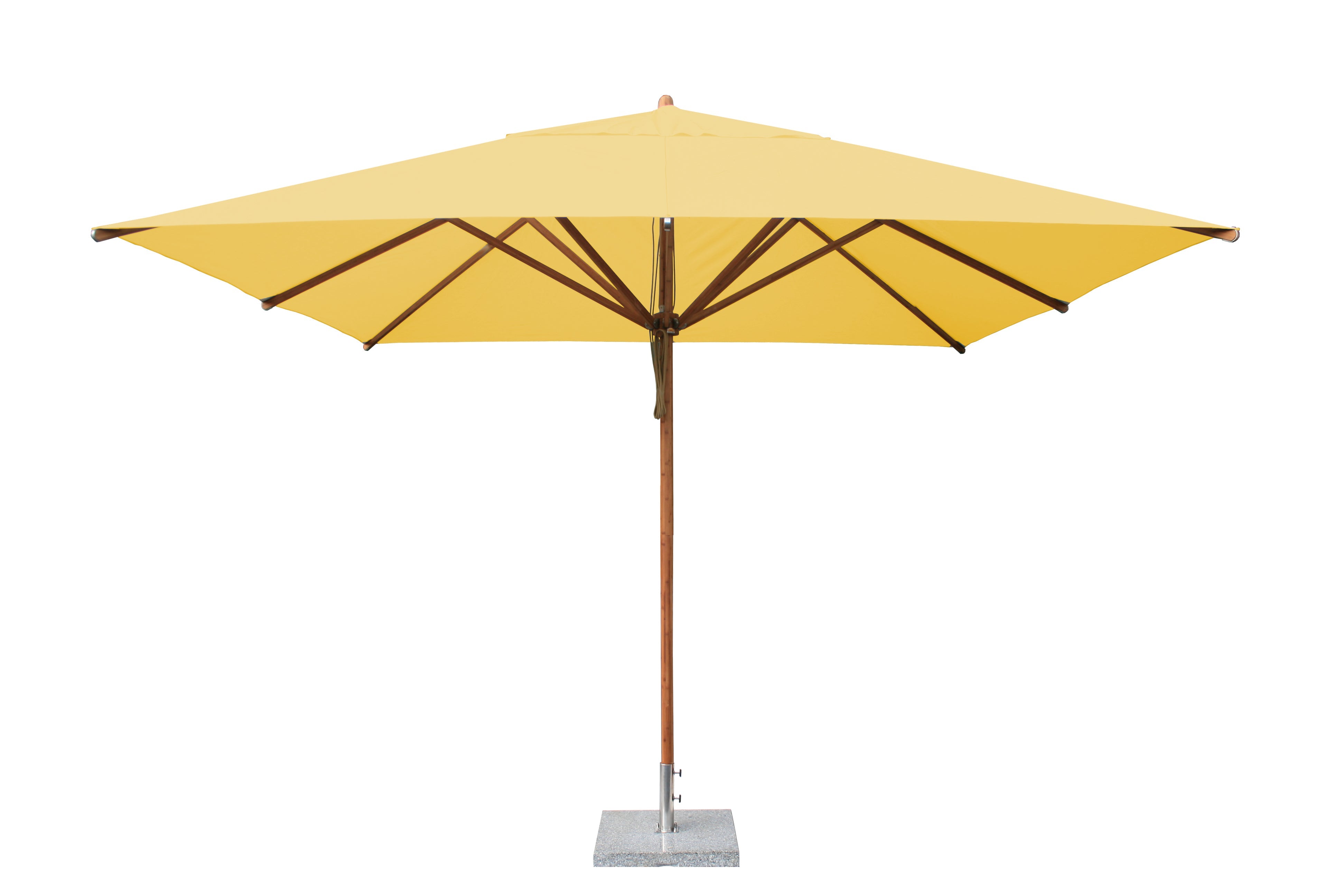 Bambrella Levante 11' Square Bamboo Outdoor Umbrella with Pulley Lift – No Tilt, 3.4m SQ-L