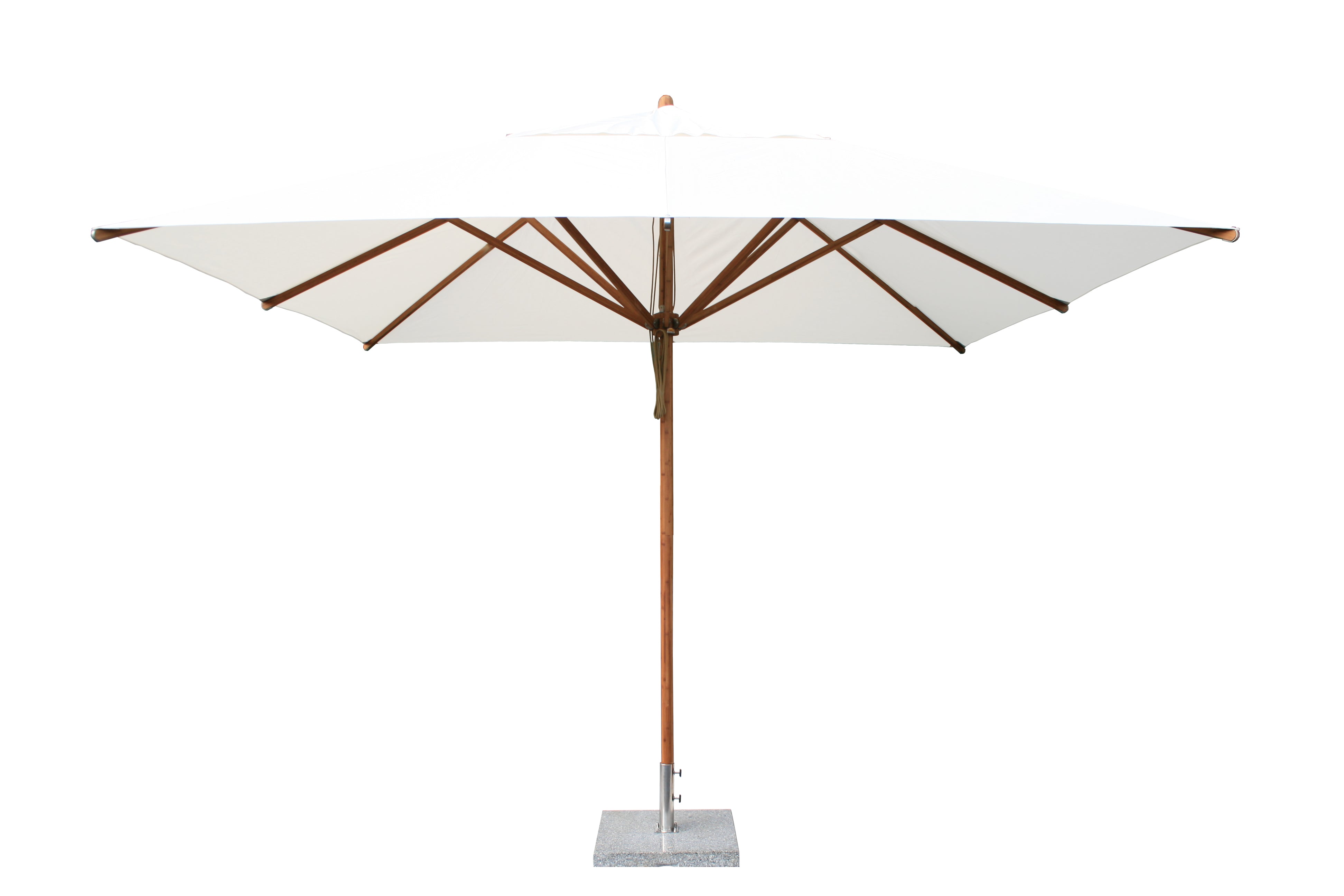 Bambrella Levante 11' Square Bamboo Outdoor Umbrella with Pulley Lift – No Tilt, 3.4m SQ-L