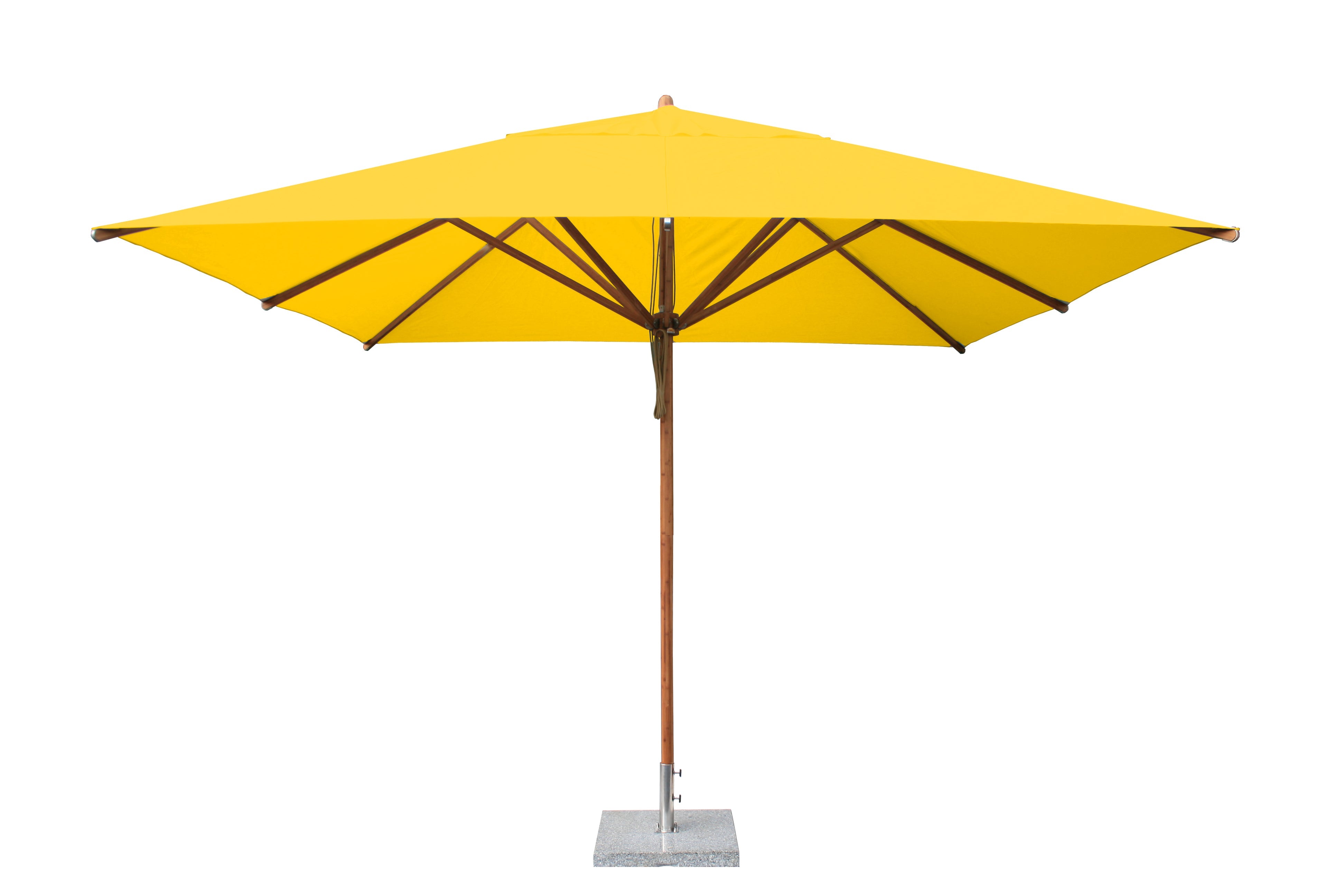 Bambrella Levante 11' Square Bamboo Outdoor Umbrella with Pulley Lift – No Tilt, 3.4m SQ-L