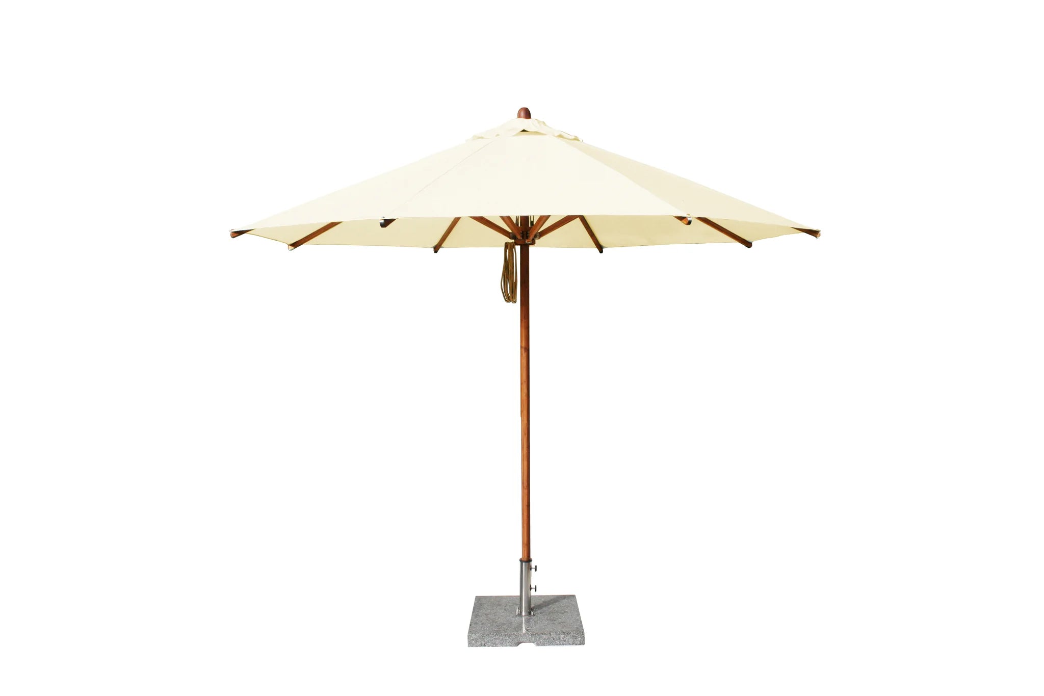 Bambrella Levante 10' Round Bamboo Outdoor Umbrella with Pulley Lift – No Tilt, 1.5" Pole