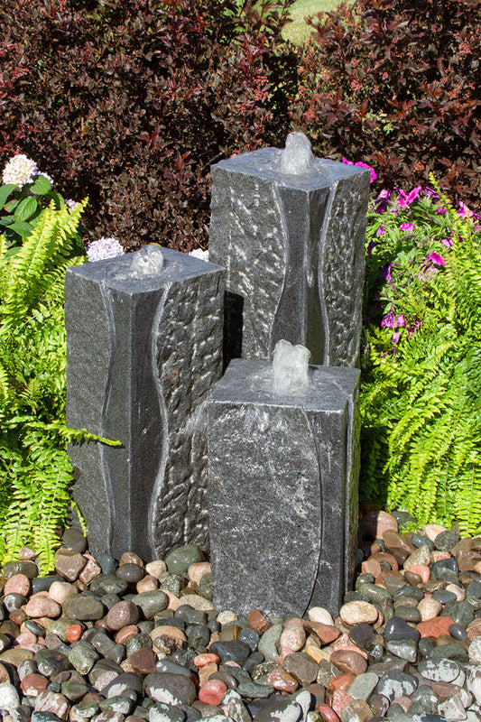 Blue Thumb Polished Corner Granite 3-Tower Fountain - Complete Kit