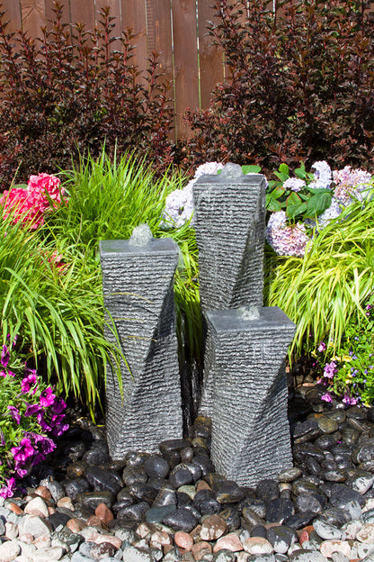 Blue Thumb Chiseled Granite 3-Piece Twist Fountain