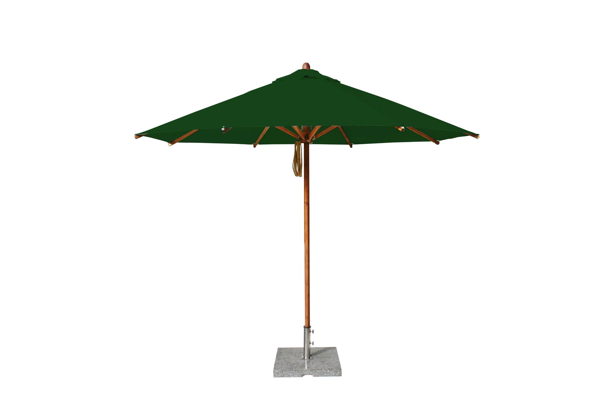 Bambrella Levante 10' Round Bamboo Outdoor Umbrella with Pulley Lift – No Tilt, 1.5" Pole