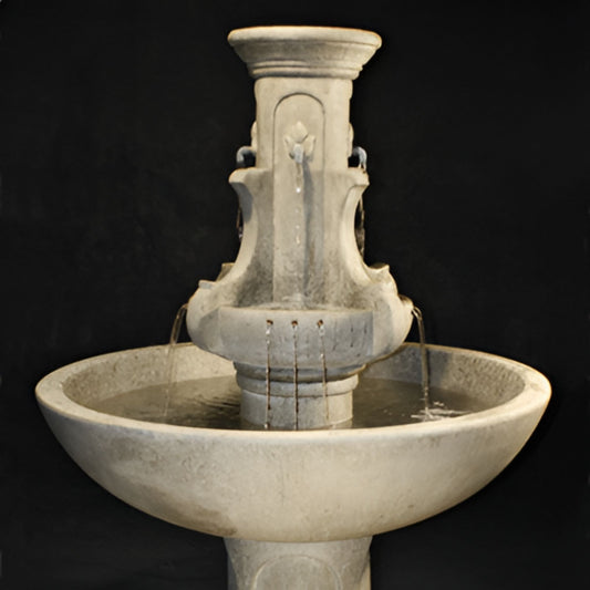 Fiore Stone Courtyard Fleur de Lis Concrete Fountain