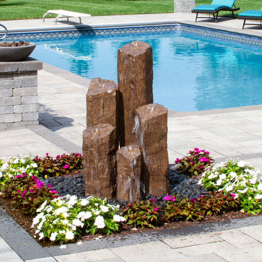 Blue Thumb 5-Column "Basalt" GFRC Boulder Fountain