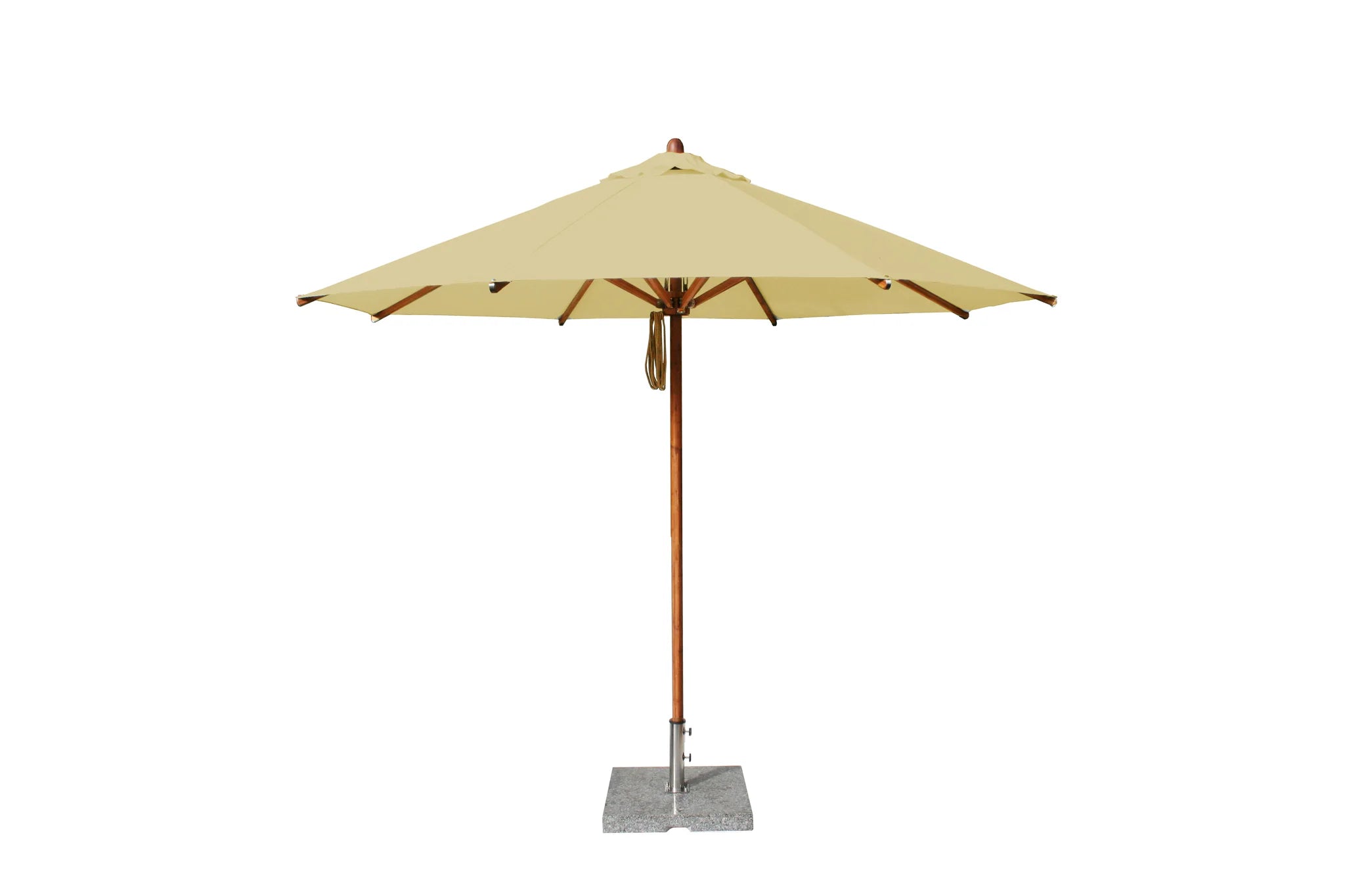 Bambrella Levante 10' Round Bamboo Outdoor Umbrella with Pulley Lift – No Tilt, 1.5" Pole