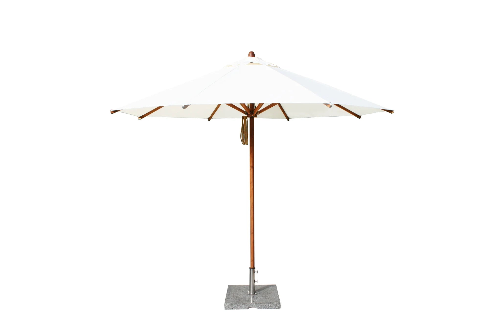 Bambrella Levante 10' Round Bamboo Outdoor Umbrella with Pulley Lift – No Tilt, 1.5" Pole