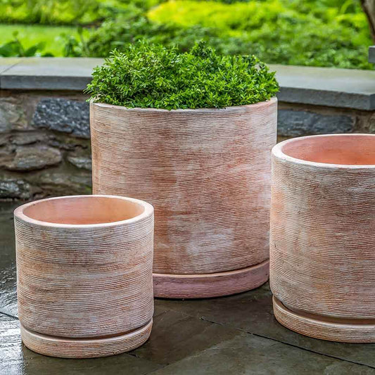 Campania International Sgraffito Planter in Terra Cotta set of 3