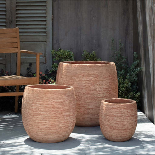 Campania International Tahoe Planter in Terra Cotta set of 3