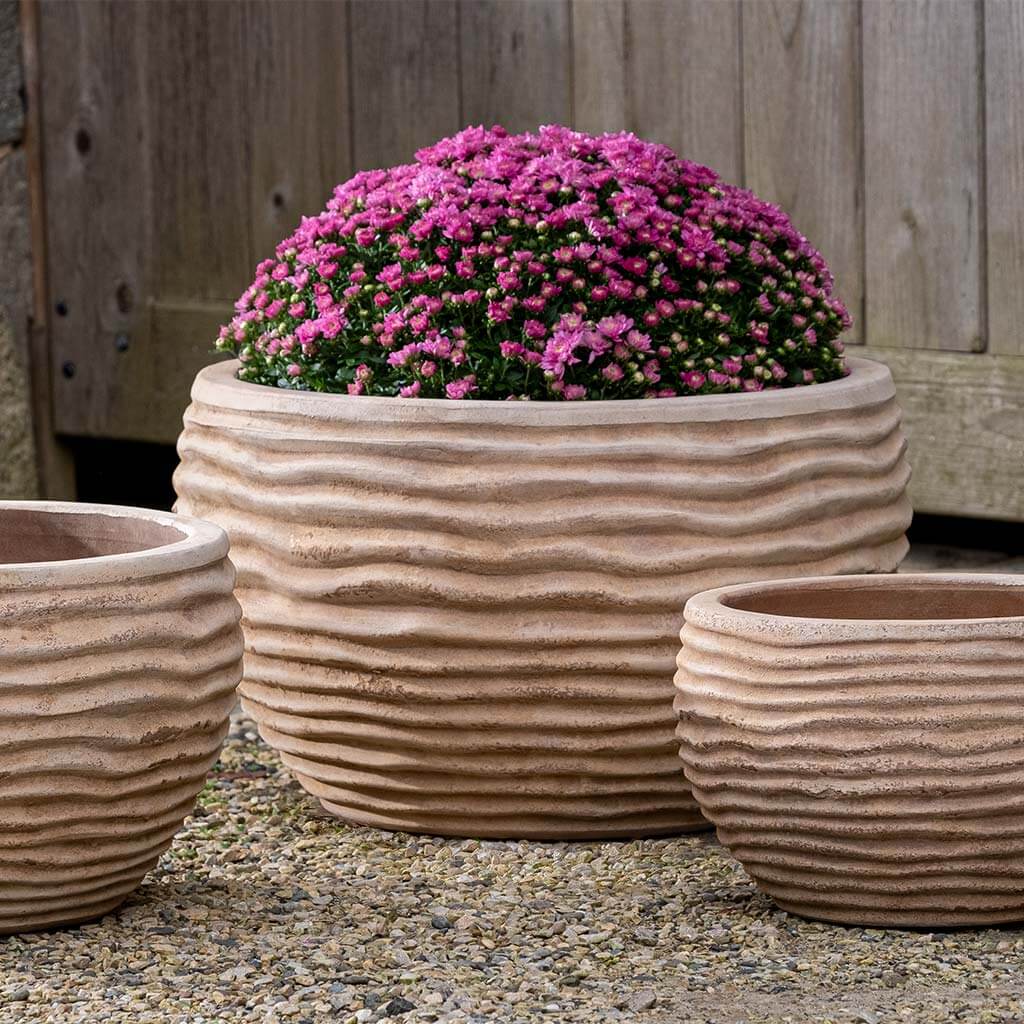 Campania International Nami Planter in Antico Terra Cotta set of 3
