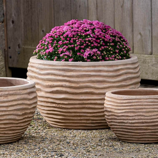 Campania International Nami Planter in Antico Terra Cotta set of 3