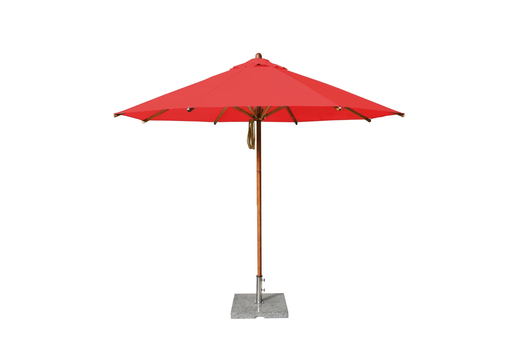 Bambrella Levante 10' Round Bamboo Outdoor Umbrella with Pulley Lift – No Tilt, 1.5" Pole