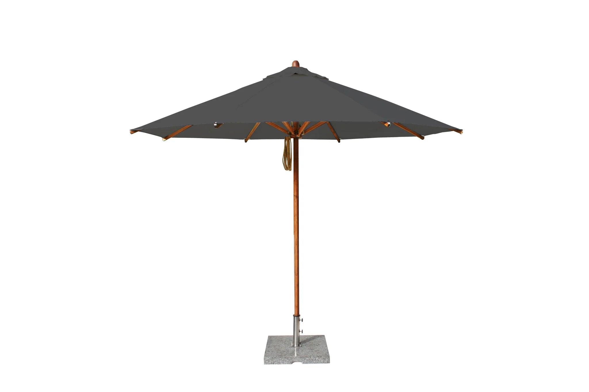 Bambrella Levante 10' Round Bamboo Outdoor Umbrella with Pulley Lift – No Tilt, 1.5" Pole