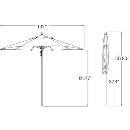 Simplyshade Ibiza 11' Octagonal Wood/Aluminum Market Umbrella