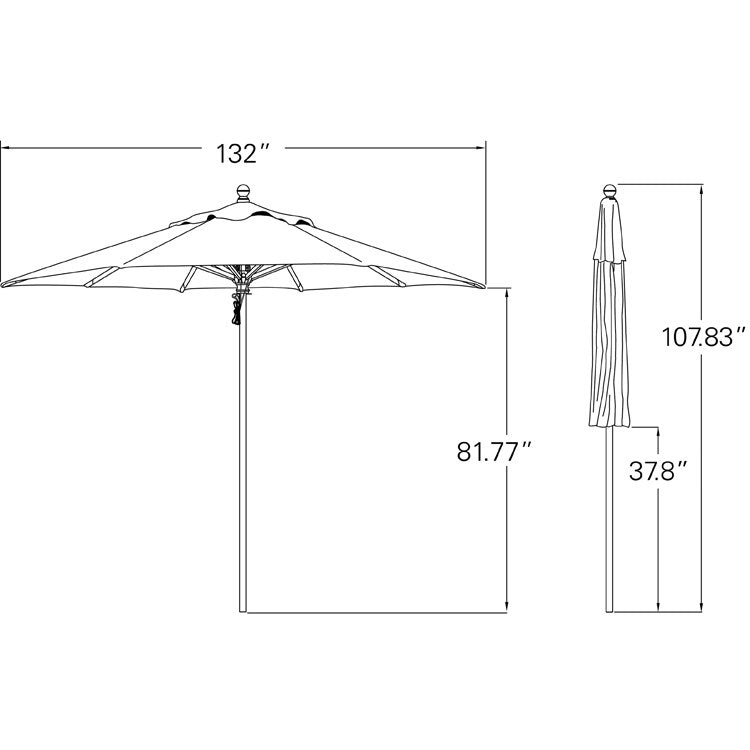 SimplyShades Ibiza 11' Octagonal Wood/Aluminum Market Umbrella