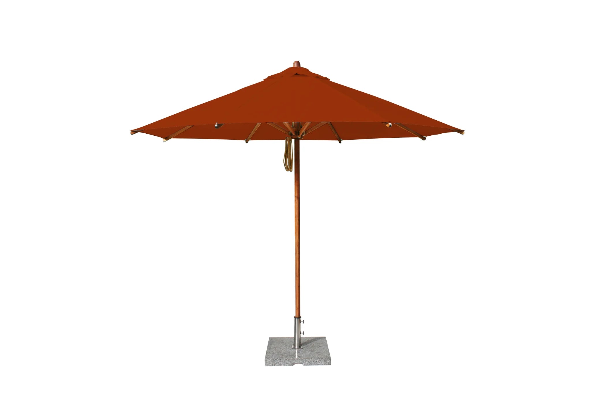 Bambrella Levante 11.5' Round Wooden Outdoor Patio Umbrella with Pulley Lift – 3.5m R-L