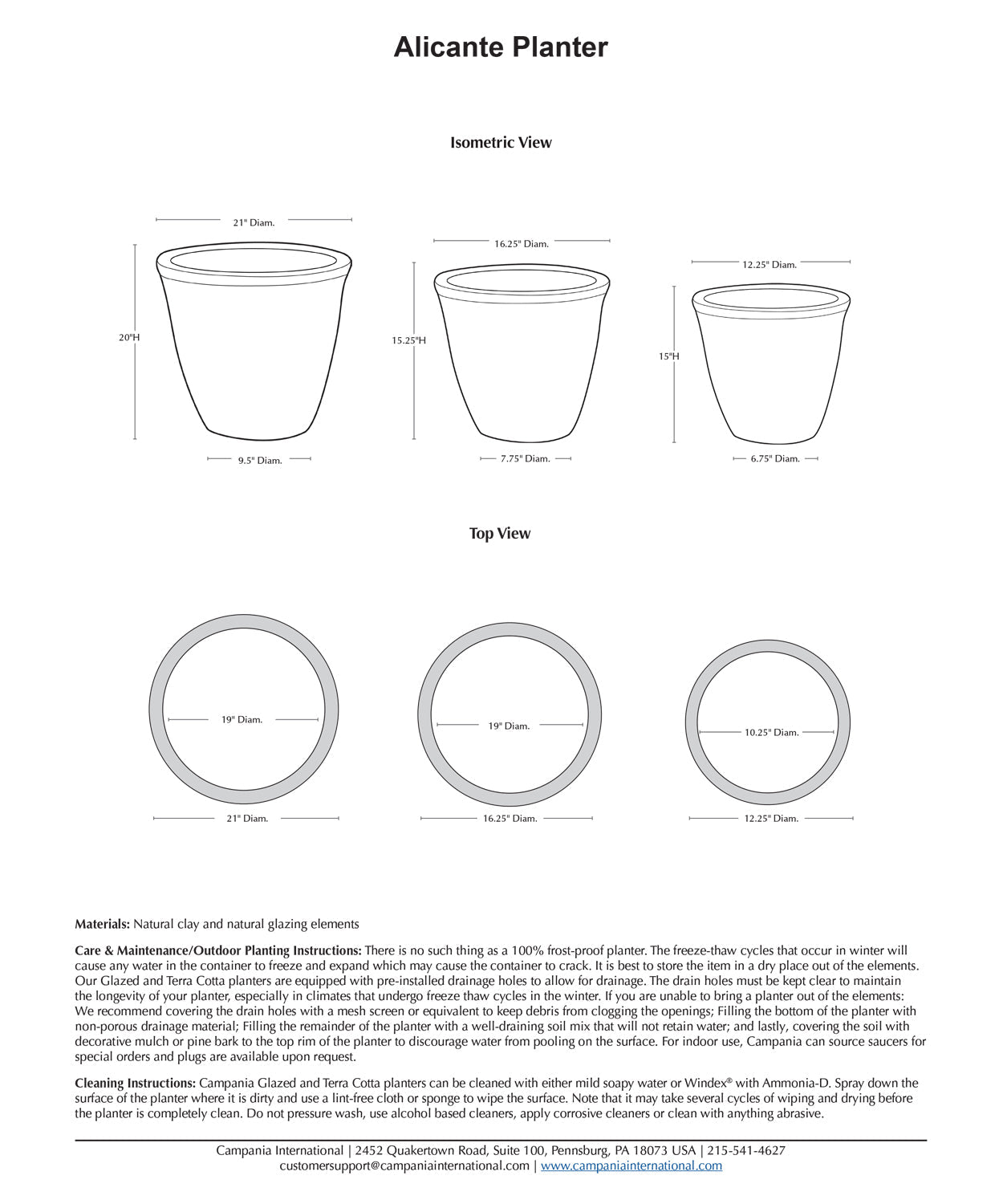 Campania International Alicante Planter Nested Set of 3