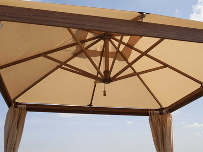 Bambrella Alize 10' Square Bamboo Pavilion- Pulley Lift, 3.75" x 3.75"